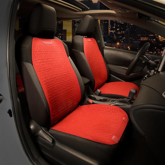 Protex Series Front Row Set Seat Covers Woven Polyester Universal for Cars Trucks SUV, Red, CA-SC-PROTEX-F-RD