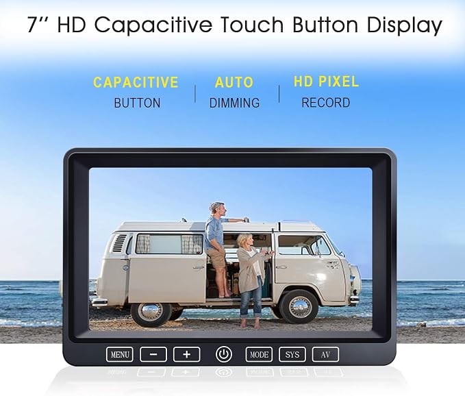 ZEROXCLUB Wireless Backup Camera with 7 Inch DVR Quad Split Monitor for RV Trailer Truck, Digital Signal HD 1080P Wireless Rear Side View 3 Cameras Back Up System w/Recording 18 IR Night Vision (B3C)