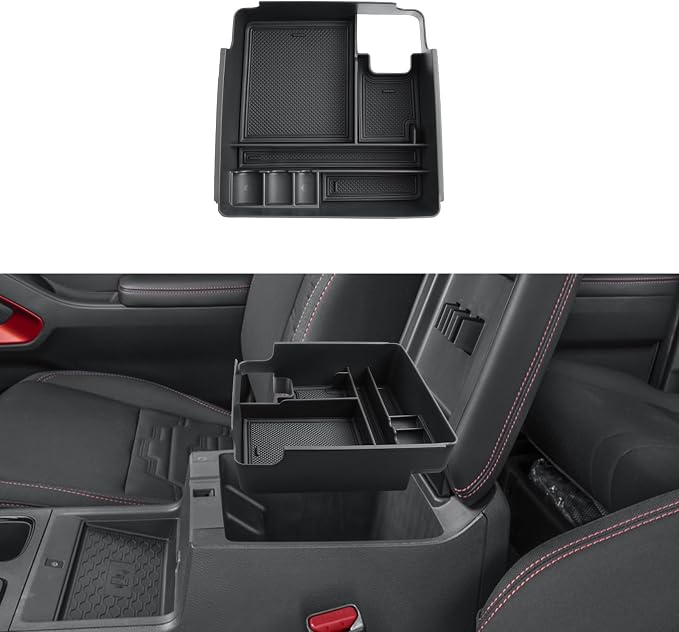 ECOZEN Center Console Organizer For 2022-2026 Nissan Frontier - Armrest Box Storage Tray Compatible with 2022-2026 Frontier Accessories - Armrest Organizer Solid ABS with Anti-Slip Mat