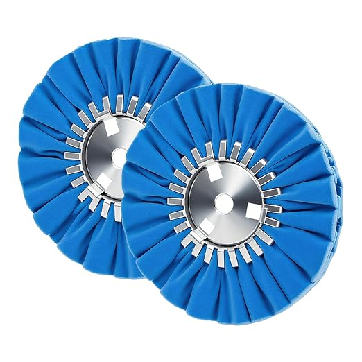 8" Blue Airway Buffing Wheel,5/8'' Arbor Hole,12 Plys/Coarse Polishing for Angle Grinder,2PCS