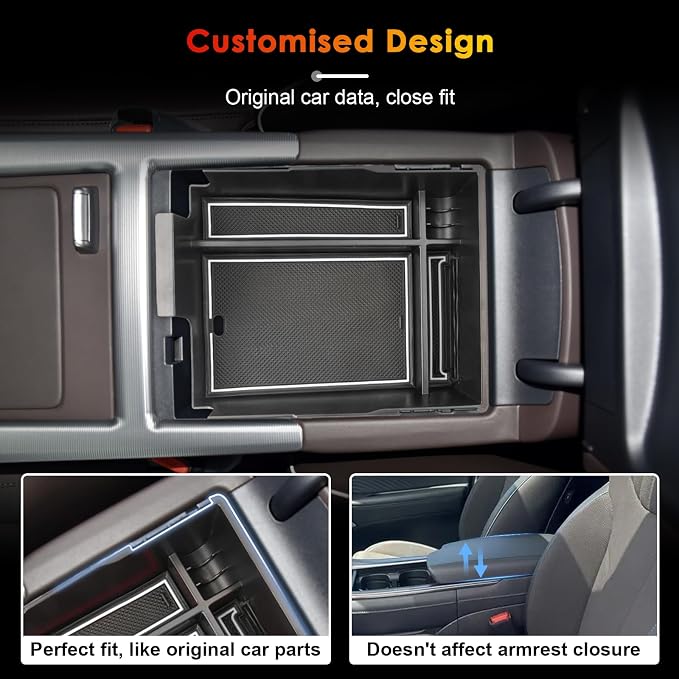 for Hyundai Palisade Center Console Organizer Tray for 2023-2025 Palisade SE/SEL/XRT/Limited/Calligraphy Armrest Box Secondary Storage Glove Box Insert Accessories (23-25 Palisade White Trim)