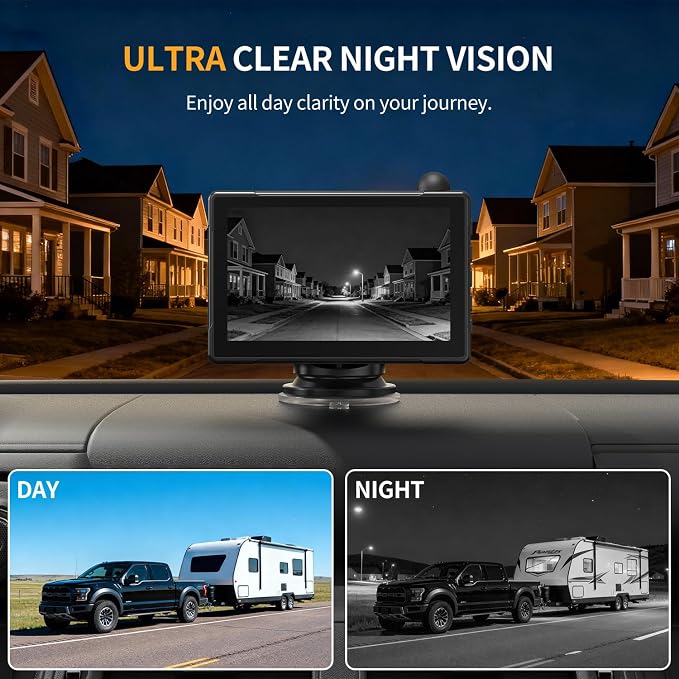 Solar Wireless Backup Camera with 5" 1080P Monitor,Auto On Off, 2-Min DIY Installation, 180° Adjustable Camera, Anti-Theft, Split Screen, IP69K Waterproof for Car Truck RV