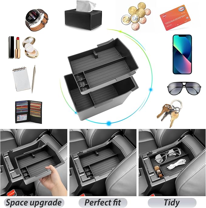 SKTU 2Pack for 2026 Subaru Forester Center Console Organizer for 2026+ Subaru Forester (Sport/Limited/Wilderness/Touring) Console Tray Subaru Forester 2026 Accessories Double Layers with Coin Holder