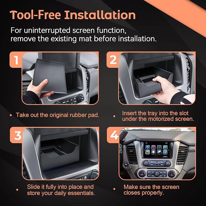 Full coverage Center Console Organizer and Center Console Electric Navigation Screen Rear Tray Compatible with 2015-2020 Chevy Suburban/Tahoe and 2015-2020 GMC Yukon Accessories
