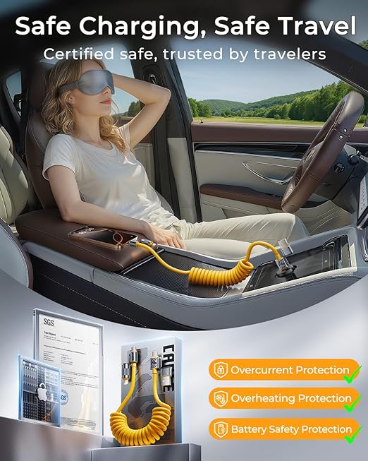 4-in-1 Coiled USB C Cable for Car 5FT [240W Fast Charging] Compatible with Lightning Cable [CarPlay & Android Auto] Multi Charger Cord Combo with L/Type C/USB A Ports for iPhone/iPad (Yellow)
