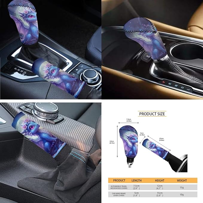Dragon Car Seat Cover Set, 4 Front Rear Split Bench Seat Cushion, 1 Steering Wheel Wrap, 2 Gear Lever Cover Hand Brake Cover and 2 Seatbelt Pad Wrap, 2 Cup Holder Coaster, 11 Piece