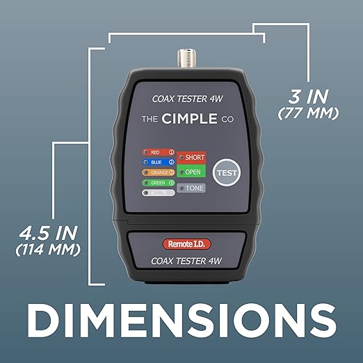 THE CIMPLE CO Coax Cable Tester, Tracer, and Toner - 4-Port Coaxial Cable Mapper and Locator with Color-Coded Remotes - Wire Tracer and Continuity Tester for Up to 4 Locations - 4 Ports, Black