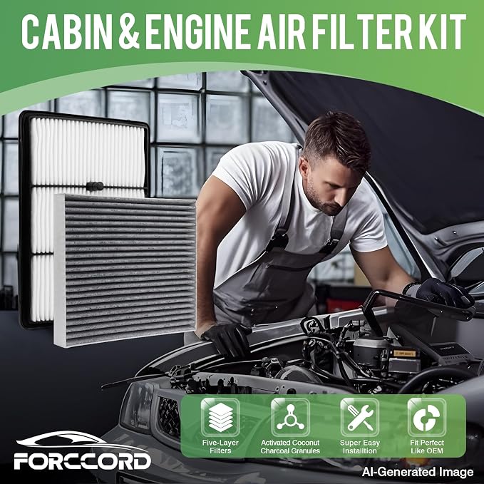 Cabin & Engine Air Filter Fit for Hyundai Ioniq 2017-2022 & Kia Niro 2017-2022 1.6L Activated Carbon Cabin Filter Replace#97133G2000 28113-G2100 Car Accessories