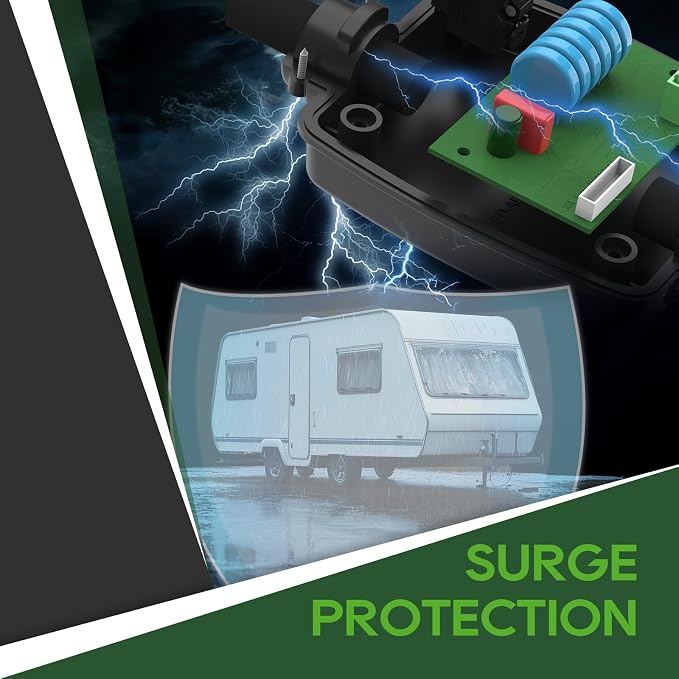 RVGUARD Surge Protector 30 Amp to 50 Amp RV Adapter Cord with Overload Protection, NEMA TT-30P to NEMA 14-50R Electrical Power Adapter, 2 Feet, Green, ETL Listed
