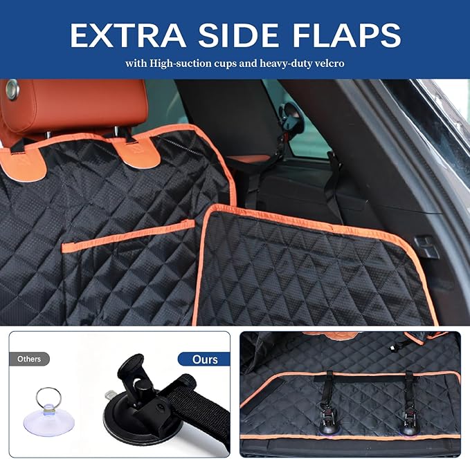 SUV Cargo Liner, 600D Waterproof Pet Trunk Cargo Cover Dog Seat Mat for SUVs Sedans Vans with Bumper Flap Protector, Non-Slip, Large Size Universal Fit, Black