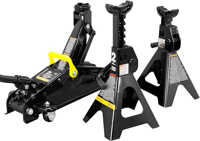 Torin AT82001B Hydraulic Trolley Service/Floor Jack Combo with 2 Jack Stands, 2 Ton (4,000 lb) Capacity, Black