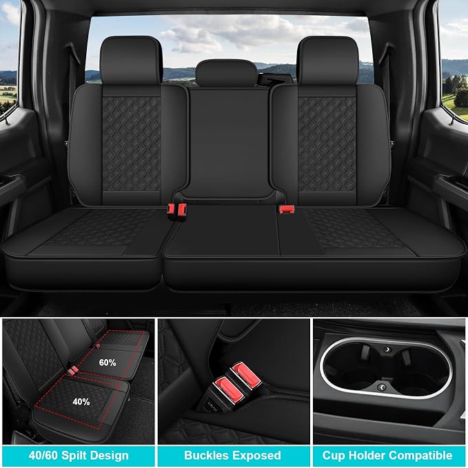 Seat Covers for GMC Sierra Chevy Chevrolet Silverado 1500 2500HD 3500HD 2007-2026, Custom Fit Crew Double Extended Cab Trucks LT Trail Boss RST WT Heavy Duty Luxury Leather Full Set Covers