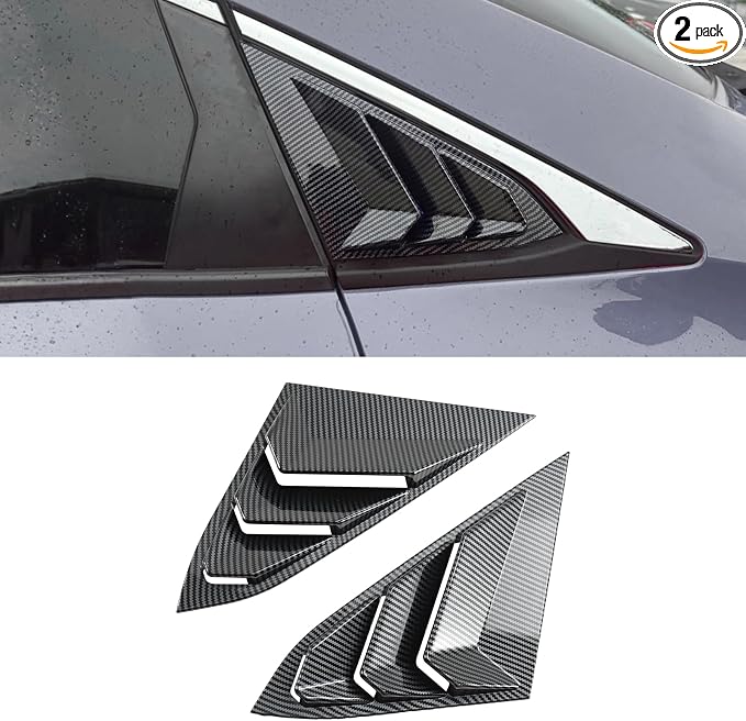 Carbon Fiber Rear Side Window Louver Cover Compatible with Honda Civic 10th Gen 2016-2021, Rear Air Vent Window Louvers Blinds Cover