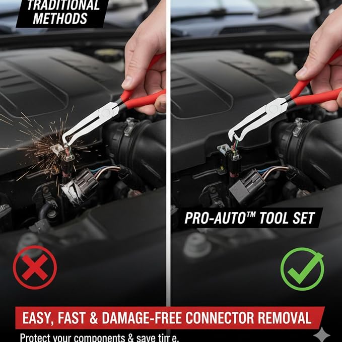 Electrical Disconnect Pliers, Upgrade Electrical Connector Pliers, Automotive Electrical Connector Removal Tool, Automotive Tools for Push Tab Style Plugs (3-Piece Set)