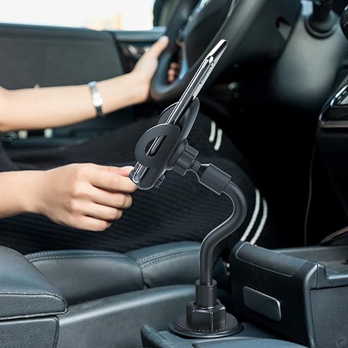 Phone Holders for Your Car, Cup Holder Phone Mount, Universal Adjustable Gooseneck Cup Holder Cradle Car Mount for iPhone 17/16/15/14/13/12/11/Pro Max/X/Xs/XsMax/8/8Plus,Samsung,Huawei,LG, Sony(Black)