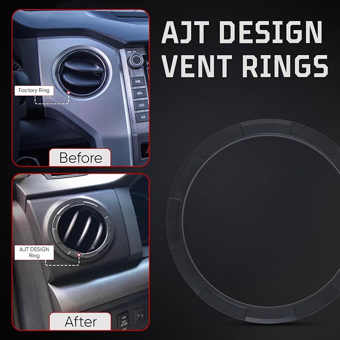 AJT DESIGN Compatible Toyota Tundra Interior Bundle | Fits 2014-2021 Models | Matte Black Chrome Delete (Cup Holder, Gear Shifter & Shift Gate Trim Rings), Vent Rings and Key Fob Case | Made in USA