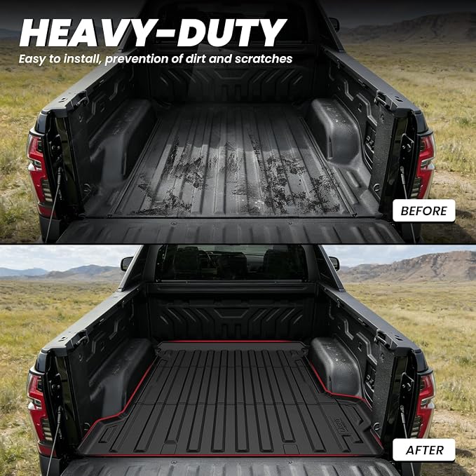 LASFIT Truck Bed Mat for Chevrolet Chevy Silverado EV/GMC Sierra EV 2024-2026 5.9FT Only (Fit with Multi-Flex Midgate, Not Fit Without Multi-Flex Midgate) All Weather TPE Custom Fit Bed Liner