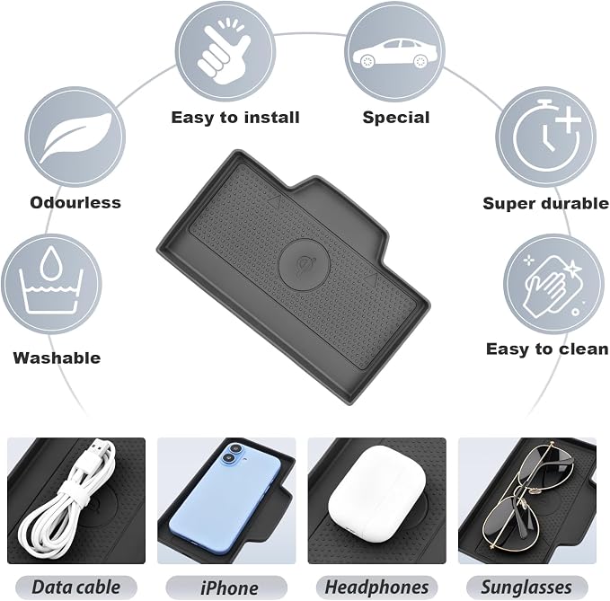 SKTU for 2026 Mazda CX-5 Wireless Charging Mat for 2026+ Mazda CX-5 Wireless Charging Pad Mazda CX5 2026 Accessories Non-Slip Console Pad 2026 CX5 Rubber Console Mat-Durable
