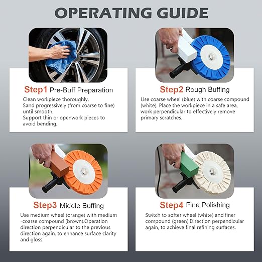 9 Pcs Airway Buffing Wheel Kit 8 Inch Polishing Wheel and Polishing Compound for Angle Grinder Buffing Rake Buff Safety Flange Aluminum Polishing Kit 8" in Diameter 5/8" in Arbor Hole