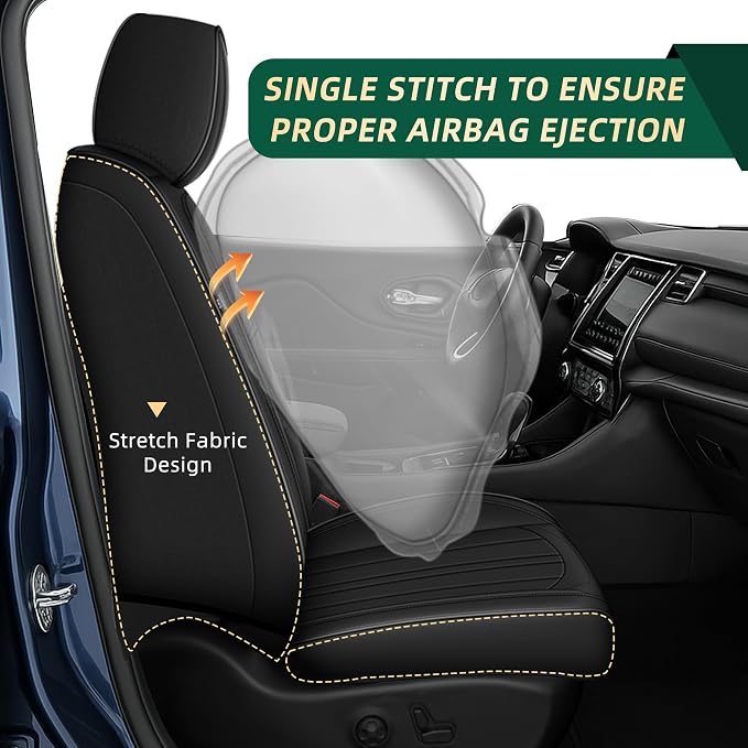 Car Seat Covers Fit for Jeep Gladiator 2020-2025 2026 Waterproof Leather Seat Covers Breathable and Comfortable All Weather Seat Covers (2 Front Set, Black)