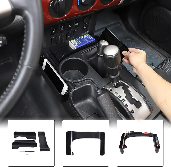 Aunginsy Car Center Console Gear Storage Box Fit Toyot@ FJ Cruiser 2007-2024 Car Gear Shift Both Side Storage Box Center Console Organizer Tray Armrest Multifunctional Storage Box Interior Accessories
