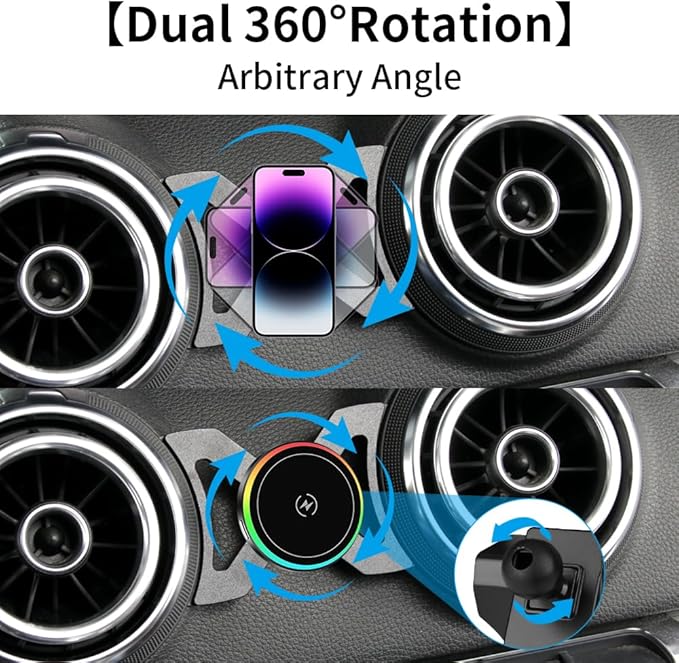Car Magnetic Phone Mount for Audi A3 S3 RS3 2014 2015 2016 2017 2018 2019 2020 Auto Interior Accessories Best Cellphone Holder Fast 15W Wireless Charger Cell Phones Charging Screen Stand