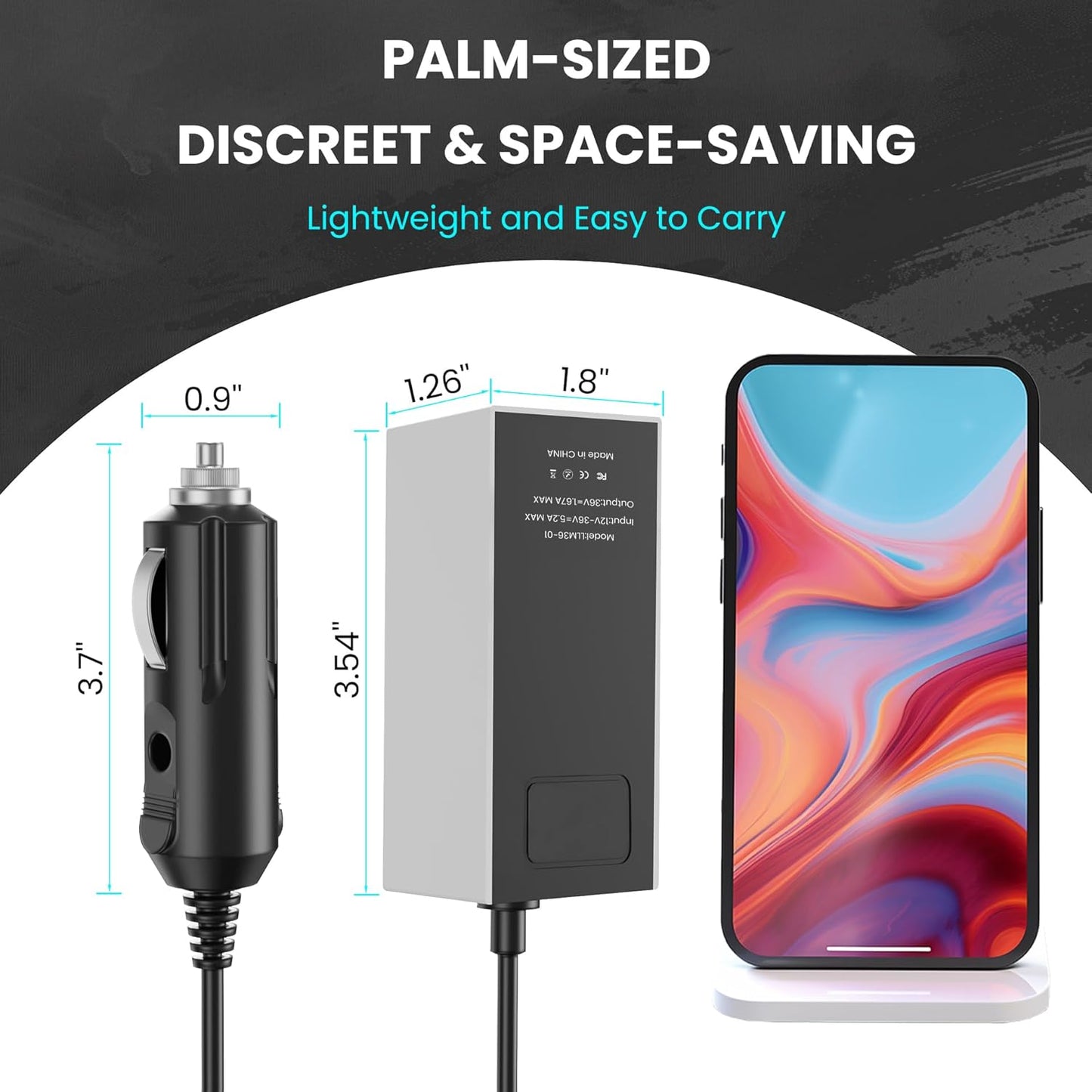 Car Charger/Car Power Adapter for Starlink Mini, 12V/24V/36V Cigarette Lighter Adapter with 20 AWG 40inch Cable on Car/Truck/RV/Boat, Step-Up Converter, Support 60M/200FT Extended Range