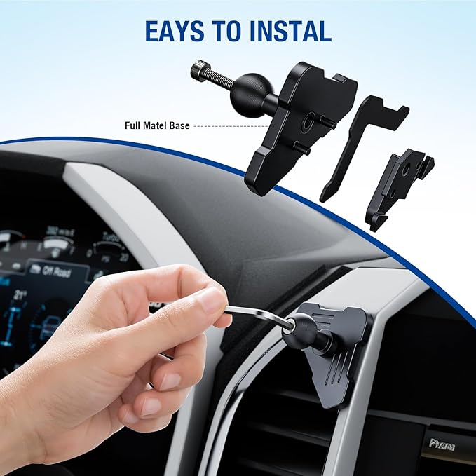 Surfcabin CNC Vent Phone Holder, Magnetic Air Vent Phone Holder Cradles Mount Compatible with F150 2015-2020 & Super Duty F250 F350 F450 2017-2021, Full Metal Bracket for Most CellPhones
