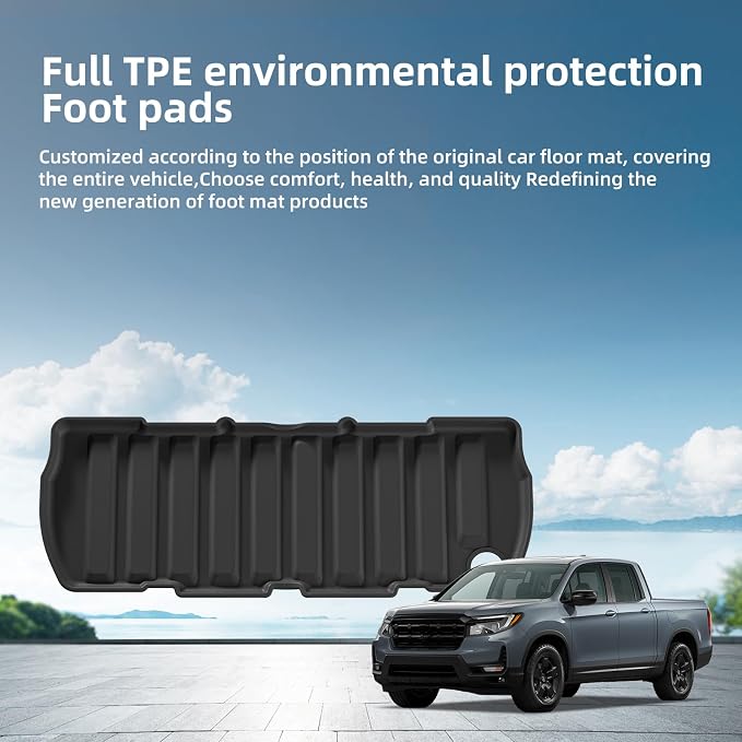 SMABEE Truck Bed Mat & Frunk Mat & Tailgate Mat for 2017-2024 Honda Ridgeline Crew Cab 5.3FT, TPE All Weather Bed Liner Tailgate Cover for Ridgeline Accessories Inteior Black