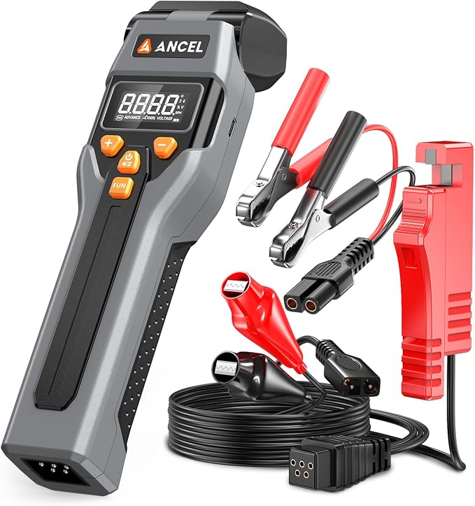 ANCEL LT70 Digital Timing Light Automotive with Tachometer (RPM), Advance, Dwell & Voltage Test, Self-Powered Inductive Ignition LED Timing Gun with Type-C Charging & 12V Backup for Gas Engines