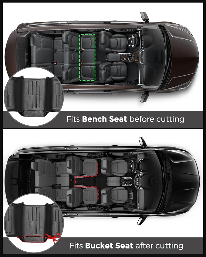 3 PCS for Dodge Durango Floor Mats 2011-2015,for Jeep Grand Cherokee Cargo Liners 2011-2015 All Weather Floor Liners Rubber Tech Car Accessories
