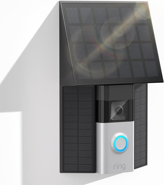 4W Solar Charger Compatible with Ring Video Doorbell (2020 Release) (Micor USB Port) Waterproof Continuously Ring doorbell Solar Panel - Black