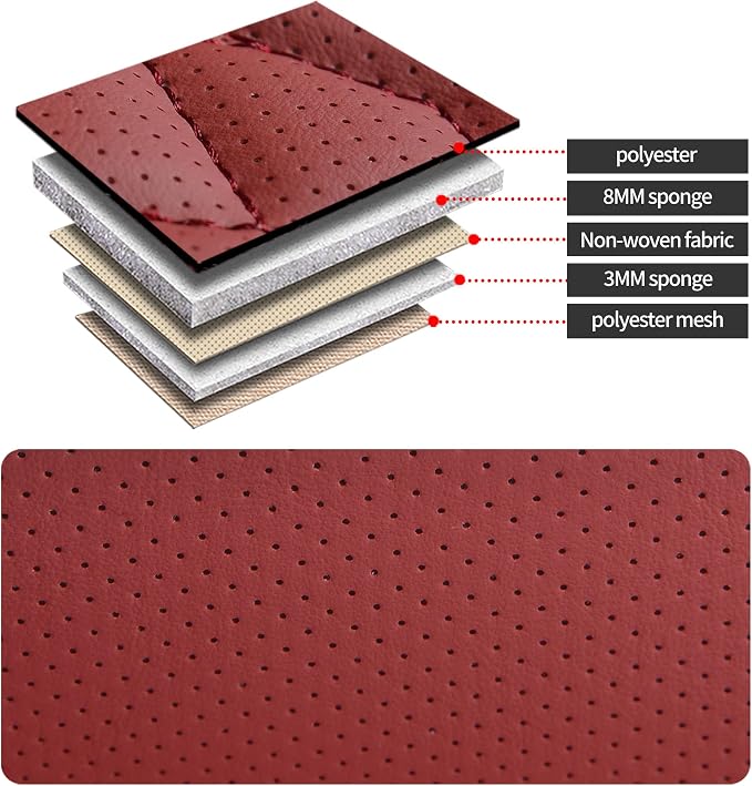 GXT Deluxe Faux Leather Full Coverage Car Seat Cover Anti-Slip Universal Fits for Sedans SUV Pick-up Truck with Headrests,Interior Accessories(Red)