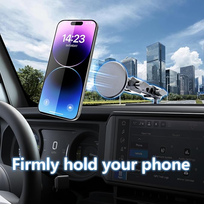 for Jeep 2024 2025 2026 Wrangler JL JLU Gladiator JT 4XE Phone Mount, Magsafe Phone Holder for Jeep Wrangler Gladiator 2/4 Door Accessories, Made of Metal, for All Smartphones (NOT fit JK JKU)