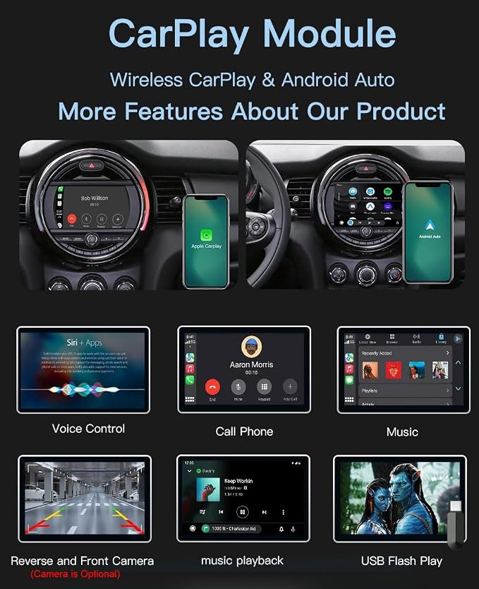 9''AHD Multimedia Car GPS Sat Nav Navigation Navigator Canbus Radio Stereo Player CarPlay Android Compatible with BMW Mini Cooper R50 R52 R53 R56 R57 R58 R59 F55 F56 F57/R55/Countryman R60/Paceman R61