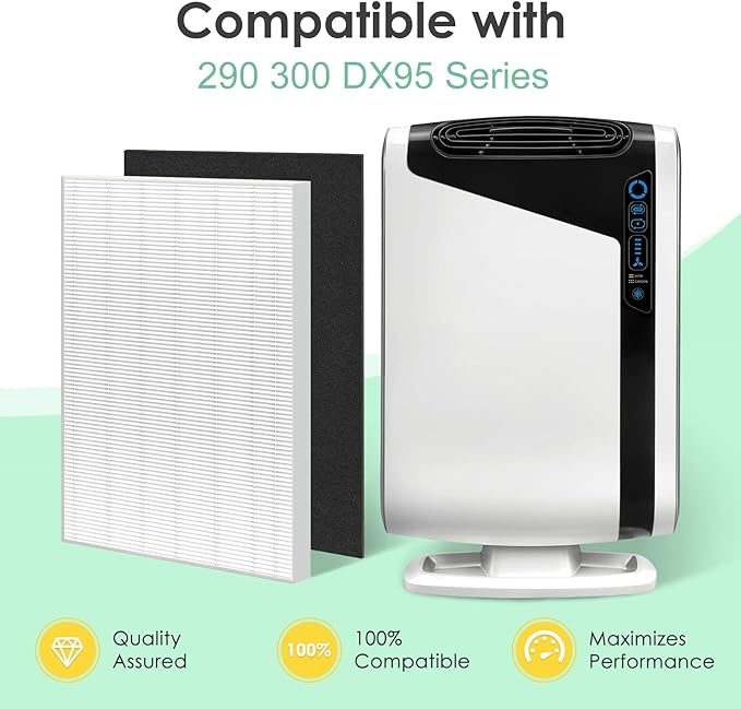 Filter Compatible with Fellowes Aeramax 200 HEPA Filter Replacement Aera Max 190 200 DX55 Part# 9287101 9324101 Air Purifier, Includes 2 True HEPA & 6 Carbon Activated Pre-Filter