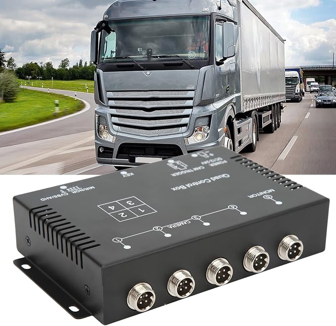 Rearview Camera Control Box, 4 Channel Video Splitter 1080P AHD DC12V 24V Camera Video Screen Switch for RV Truck Bus Trailer