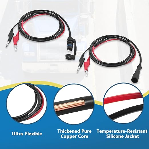 Heavy Duty Semi-Truck & Trailer ABS Diagnostic Multimeter Adapter Cable Kit, Pure Copper Core ABS Sensor Test Leads