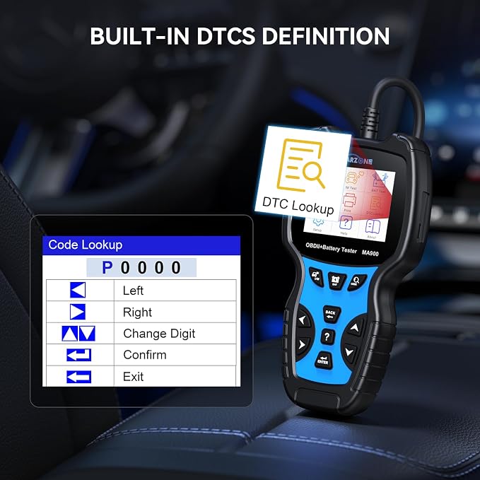 MA900 OBD2 Scanner + Battery Tester 2 in 1,Code Reader Check Engine Diagnostic Scan Tool, 6V-12V-24V 100-2000CCA Battery Test Tool with Charging & Cranking Test for All Car, Motorcycle, Yacht