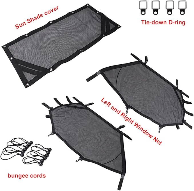 for ATV/UTV Window Net Rear Roll Cage Mesh Guard + Right + Left Window Shade Shield Net Cover for Polaris RZR 570 800 800s 900 Turbo s 1000 RZR XP Polaris Ace 2015-2019