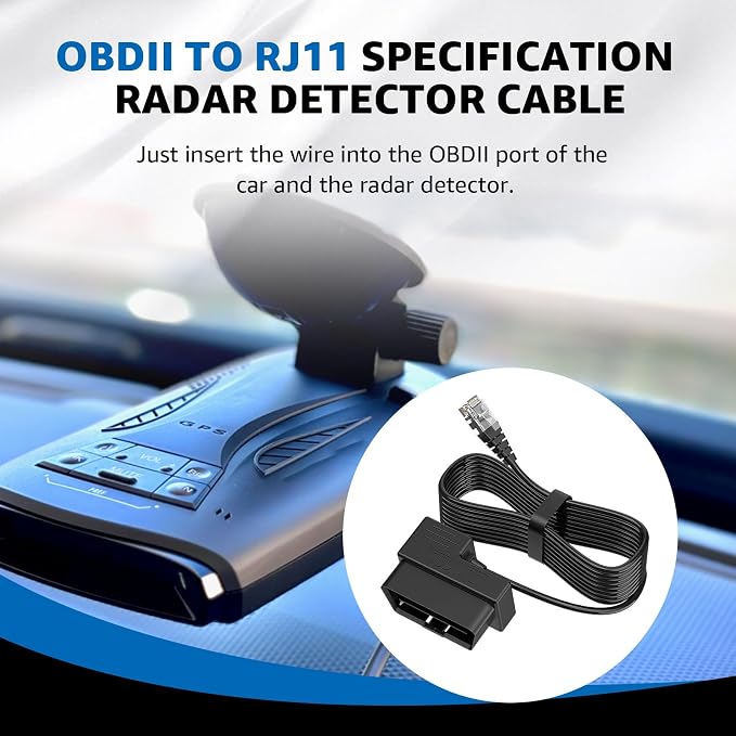 Upgraded OBDII to RJ11 for Escort Radar Detector Power Cord - for Escort MAX 360/360c,IX,IXc,9500 IX,MAX II/3/4,and Redline 360c etc.