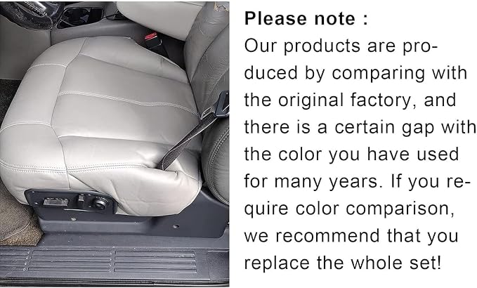 SecosAutoparts Driver & Passenger Side Bottom & Top & Armrests Gray Replacement Leather Seat Covers Compatible with Chevy Silverado 1500 2500 3500 Tahoe Sierra Suburban Avalanche 1999 2000 2001 2002