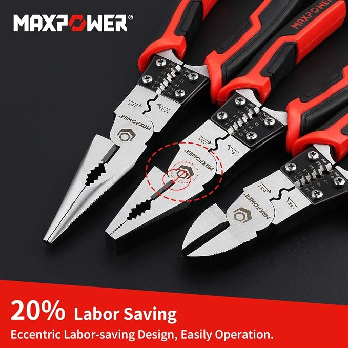 MAXPOWER Plastic Tool Box 14" and Multifunctional Pliers Set