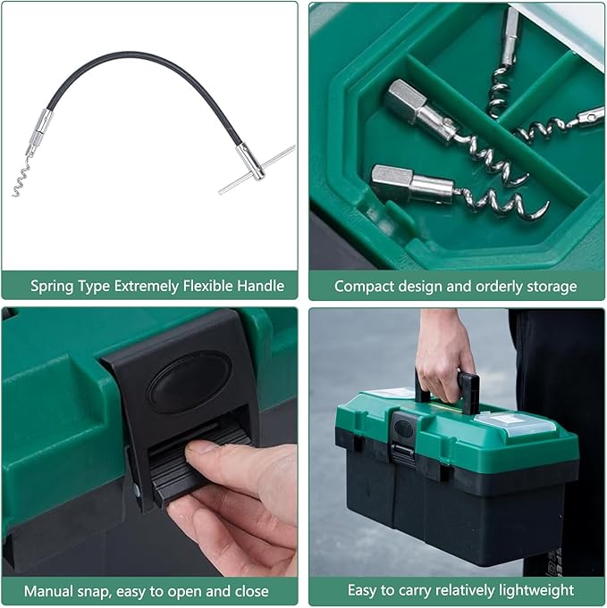 23PCS Packing Extractor Set, Easy Out Screw Extractor Set, Packing Puller Flexible Shaft Corkscrew Tool Kit, Valve Packing Removal Tool with Toolbox