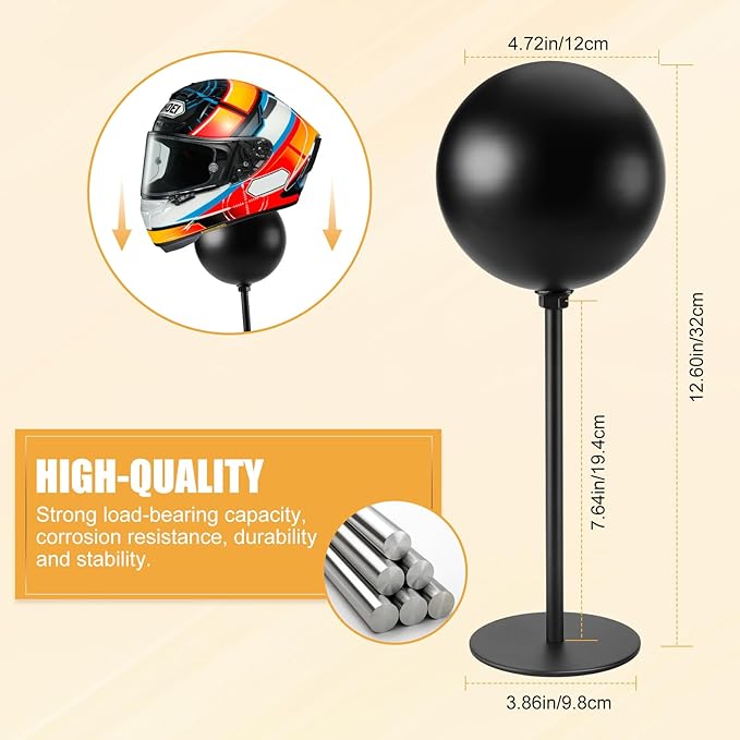 PAHTTO Motorcycle Helmet Stand 2 Packs, Desktop Helmet Display Holder with Stable Base for Helmets, Caps, Hats, Wigs, Motorcycle Helmet Accessories