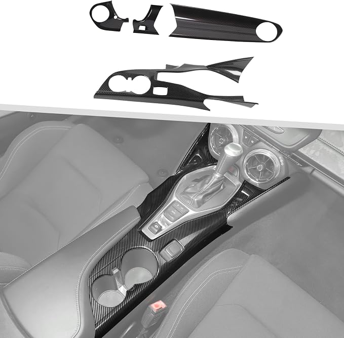 Jimen Fit for Chevrolet Camaro 2016-2024, 4PCS Center Console Dashboard Trim & Gear Shift Panel Cover