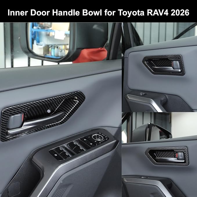 Inner Door Handle Bowl Frame Cover Compatible with Toyota RAV4 XLE Premium/LE/SE/XSE/Limited/Woodland 2026+, Door Pull Bowl Guard Cover, Handrail Cup Trim for RAV4 2026 2027 Accessories (Black)