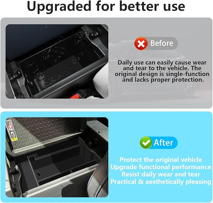 Center Console Tray Organizer Fits for RAV4 Accessories 2026 and 2026 RAV-4 Prime, Armrest Insert Container ABS Material Secondary Storage Box