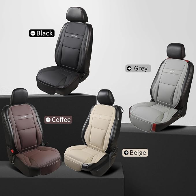 Car Seat Cover Protector for Front Seats – Waterproof, Breathable Faux Nappa Leather, Airbag Compatible, Dual Support for Waist & Legs, Universal Fit for Sedans, SUVs, Pickups (2pcs, Gray)