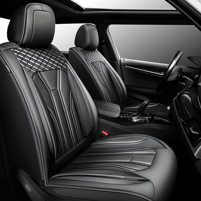 Fit HRV Car Seat Covers Premium Leather for Honda HRV 2018-2025 2026. Waterproof，Anti-Slip, Scratch-Resistant & All-Weather Seat Cushion Protector (2 Front Seat, All Black)